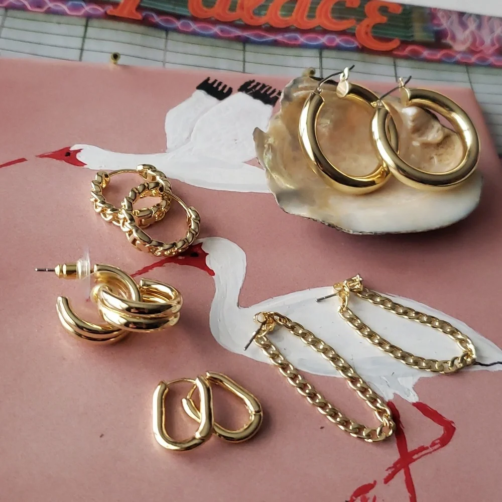 HOUSE OF HARLOW 14K Gold-Plated Hoop Earrings - Picture 2 of 8